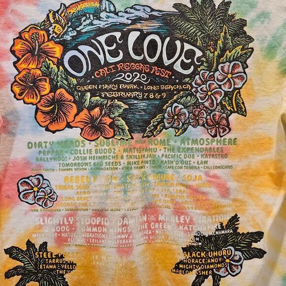 One Love Cali Raggae Fest Tie Dye T-Shirt Size Medium - Picture 4 of 5